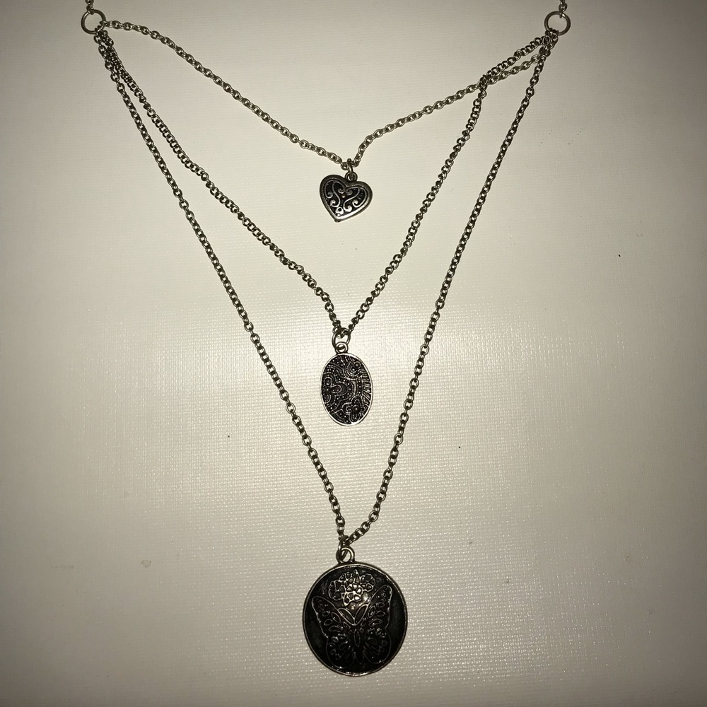 3 tier grey necklace